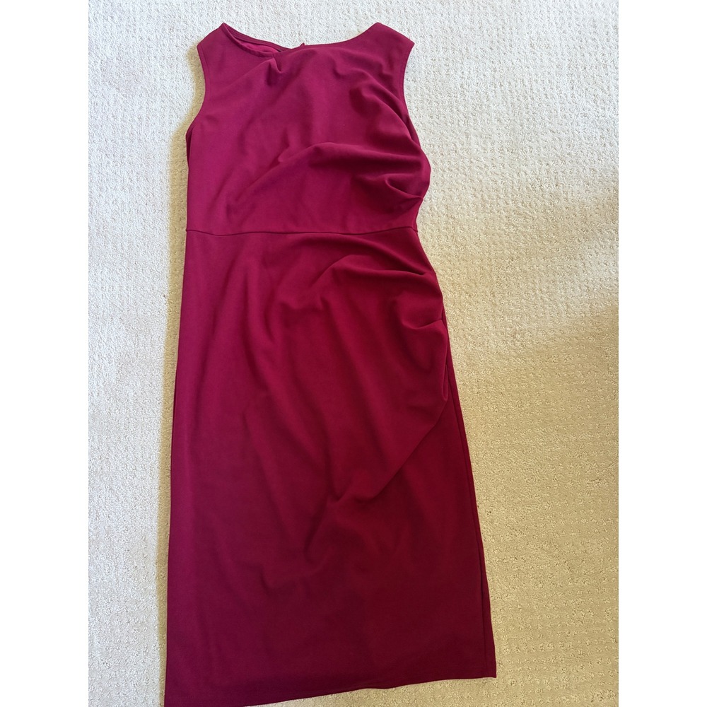 Sheath Dress M Burgundy Sleeveless Ruched Corporate Core Y2K Slinky Coquette